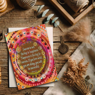 Happiness is the Key to Success Inspiring Quote Card