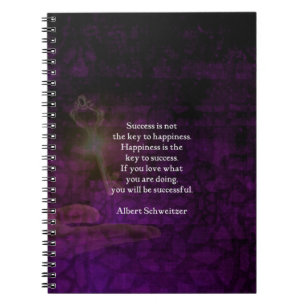 Happiness Is The Key To Success Uplifting Quote Spiral Notebook