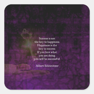 Happiness Is The Key To Success Uplifting Quote Square Sticker
