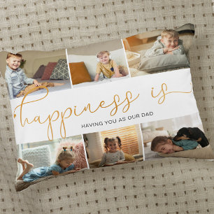 Happiness is you as Dad Modern 6 Photo Collage Decorative Cushion