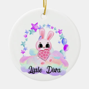 Happiness magic sweet bunny in the rainbow ceramic tree decoration