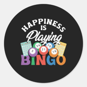 Happiness Playing Bingo Lucky Game Player Gamble G Classic Round Sticker
