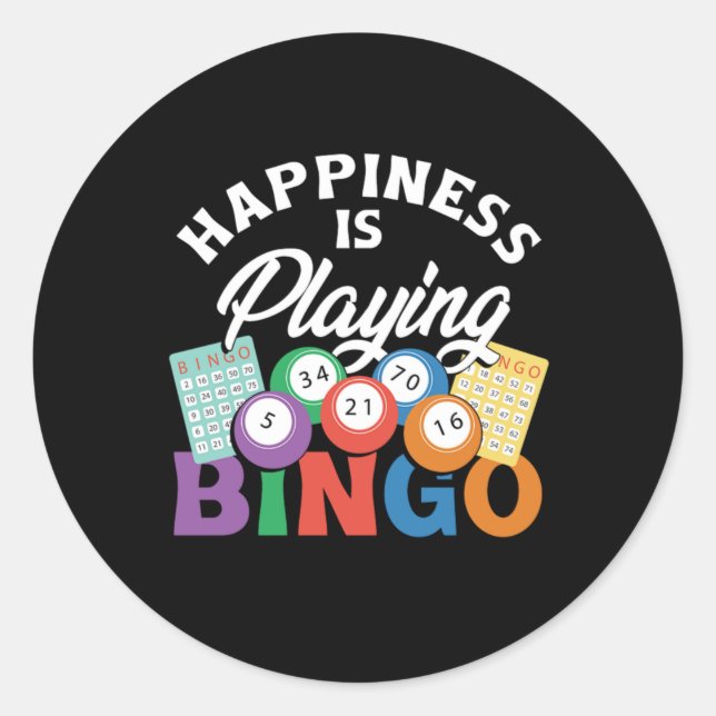 Happiness Playing Bingo Lucky Game Player Gamble G Classic Round Sticker (Front)