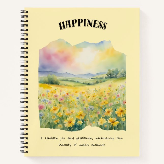Happiness Positive Affirmation Notebook (Front)