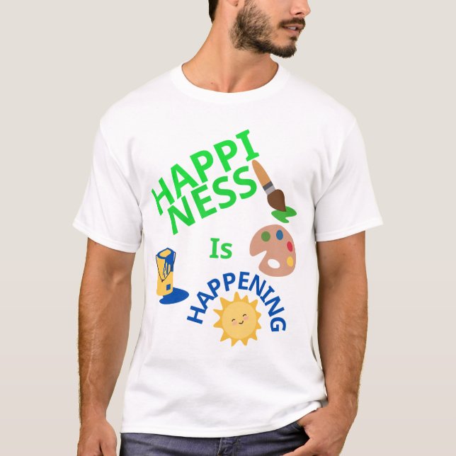 Happiness puff paint crew  T-Shirt (Front)