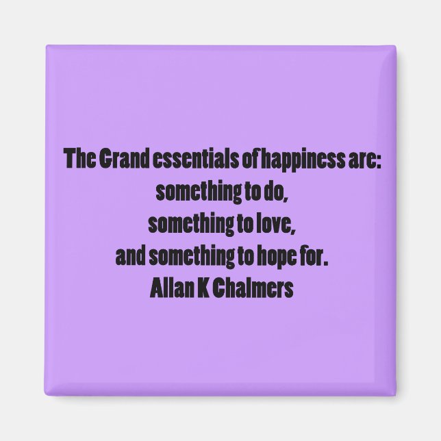 Happiness Quotation Purple Fridge Magnet (Front)