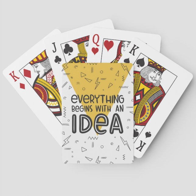 Happiness Quote Everything Begins With An Idea Playing Cards (Back)