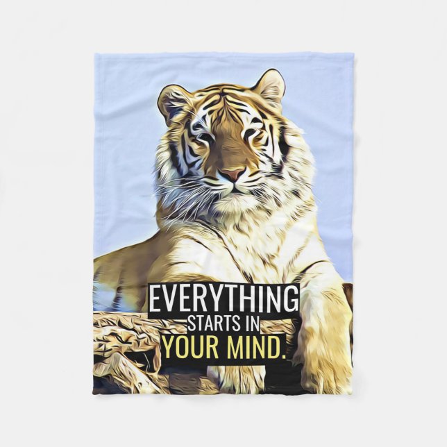 Happiness Quote Everything Starts In Your Mind Fleece Blanket (Front)