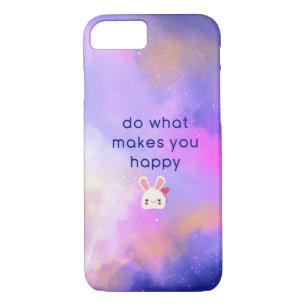 Happiness Quote with Surreal Clouds and a Bunny Case-Mate iPhone Case