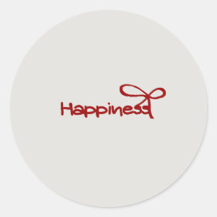 Happiness Red Bow Sticker - Minimal Gift Box Label
