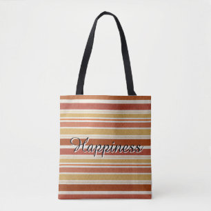 Happiness Retro Striped Tote Bag 