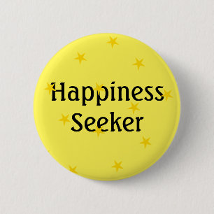 Happiness Seeker Yellow 6 Cm Round Badge