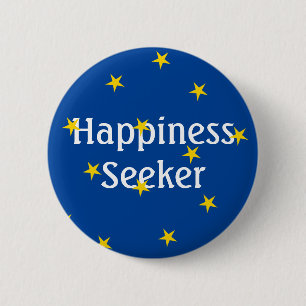 Happiness Seeker Yellow Stars Blue 6 Cm Round Badge