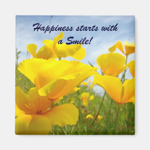 Happiness starts with a Smile! magnet Poppy Flower