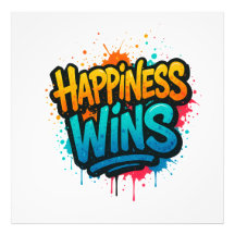 Happiness Wins Graffiti Design