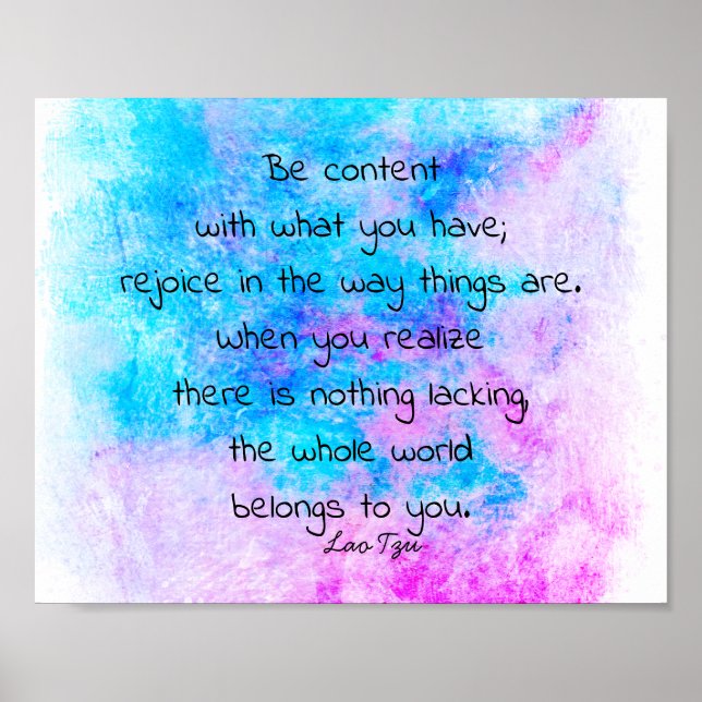 happiness zen quote on turquoise and purple poster (Front)