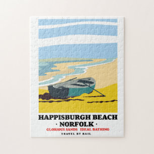 Happisburgh Beach Norfolk travel poster Jigsaw Puzzle