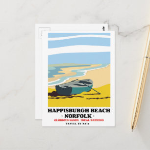Happisburgh Beach Norfolk travel poster Postcard