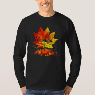 Happpy Thanksgiving Day Autumn Fall Maple Leaves T T-Shirt