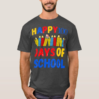 Happy100 Days of school colorful pencils shape T-Shirt