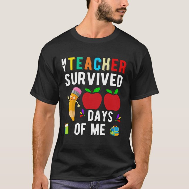Happy 100 Day of School Funny Teachers Students Hu T-Shirt (Front)