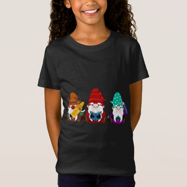 Happy 100 day of school or Three Gnomes School 100 T-Shirt (Front)