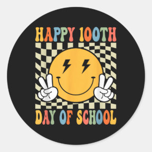Happy 100 Days 100th Day Of School Teacher Kid Boy Classic Round Sticker