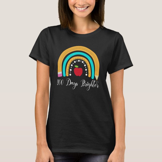 Happy 100 Days Brighter  for Teachers Kids Rainbow T-Shirt (Front)