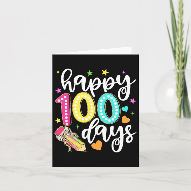 Happy 100 Days Coquette Bow Apple 100th Day Of Sch Card (Front)