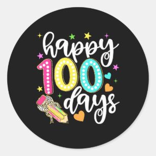 Happy 100 Days Coquette Bow Apple 100th Day Of Sch Classic Round Sticker