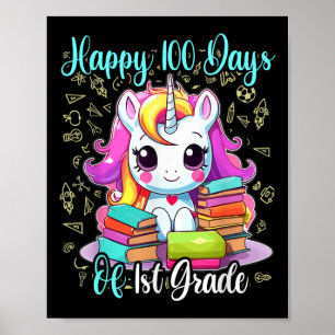 Happy 100 Days Of 1st Grade Teacher 100th Day Scho Poster