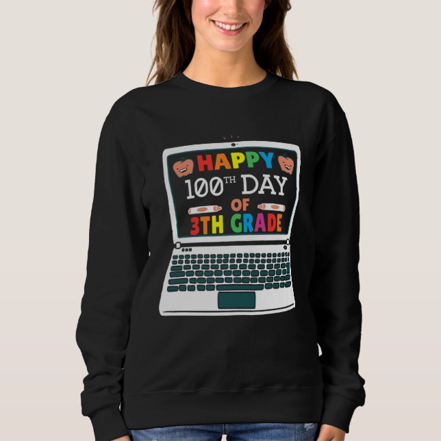 Happy 100 Days Of 4th Grade Elementary Teacher Kid Sweatshirt (Front)