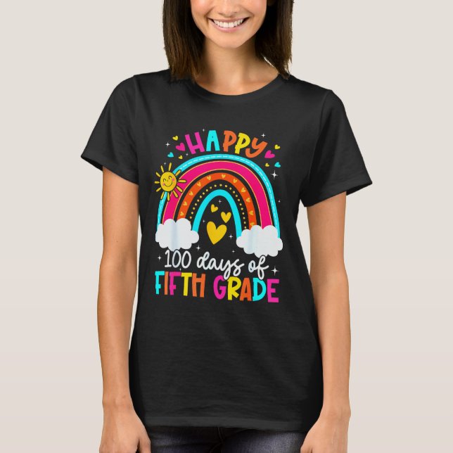 Happy 100 Days Of 5th Grade Kids Teacher 100th Day T-Shirt (Front)