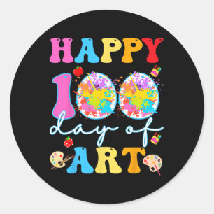 Happy 100 Days Of Art School Teachers Girls Boys G Classic Round Sticker