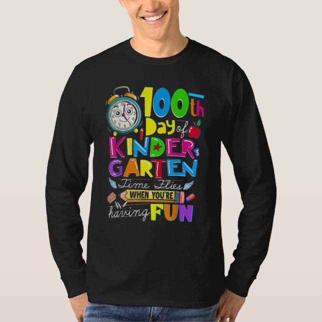 Happy 100 Days Of Kindergarten School Teachers Kid T-Shirt (Front)