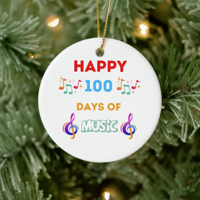 Happy 100 Days Of music Ceramic Tree Decoration (Tree)