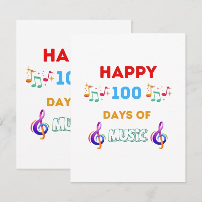 Happy 100 Days Of music Enclosure Card (Front/Back)