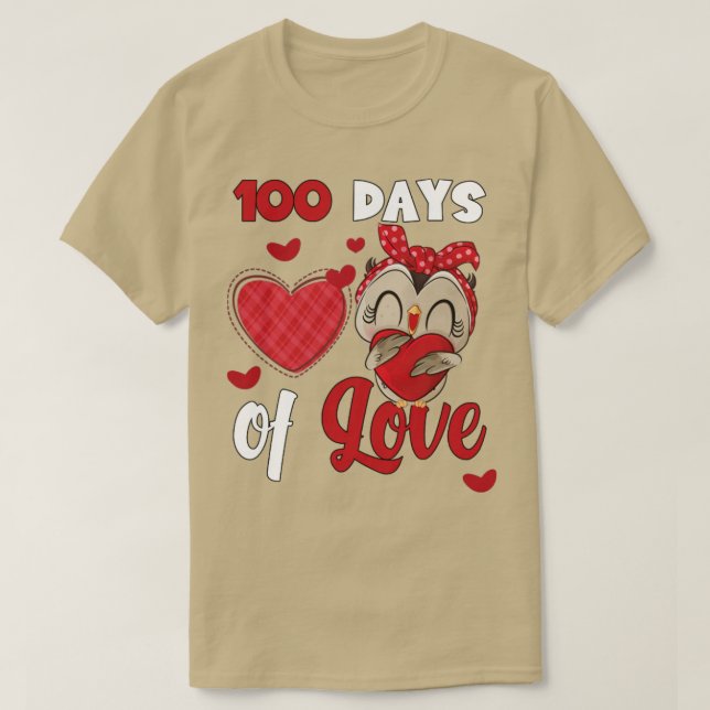 Happy 100 Days of school 100 days of love cute owl T-Shirt (Design Front)