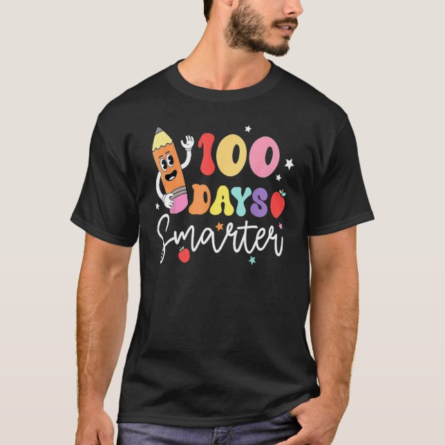 Happy 100 Days Of School 100 Days Smarter Brighter T-Shirt (Front)
