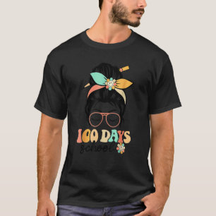 Happy 100 Days Of School 100 Days Smarter Messy Bu T-Shirt
