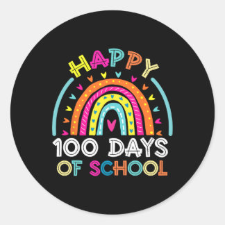 Happy 100 Days Of School 100th Day Cute Rainbow Te Classic Round Sticker