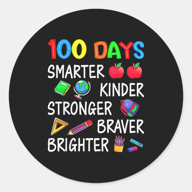 Happy 100 Days Of School 100th Day Of School Kids  Classic Round Sticker (Front)