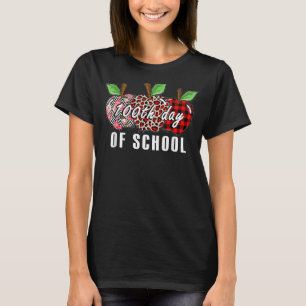 Happy 100 Days Of School Apple Leopard Plaid Teach T-Shirt