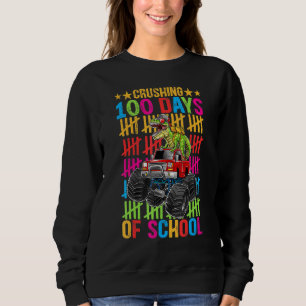 Happy 100 Days Of School  Boys Dino Monster Truck Sweatshirt