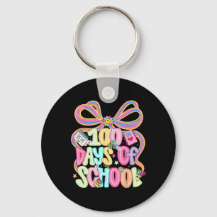 Happy 100 Days Of School Coquette Bow Girl Women T Key Ring