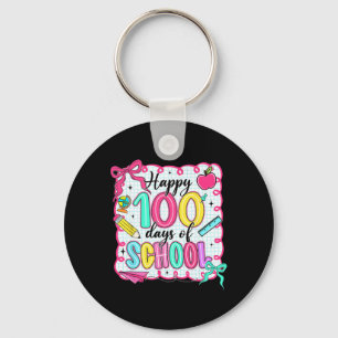Happy 100 Days Of School Cute School Teacher Kids Key Ring