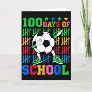 Happy 100 Days Of School Dabbing Soccer Ball Kids  Card