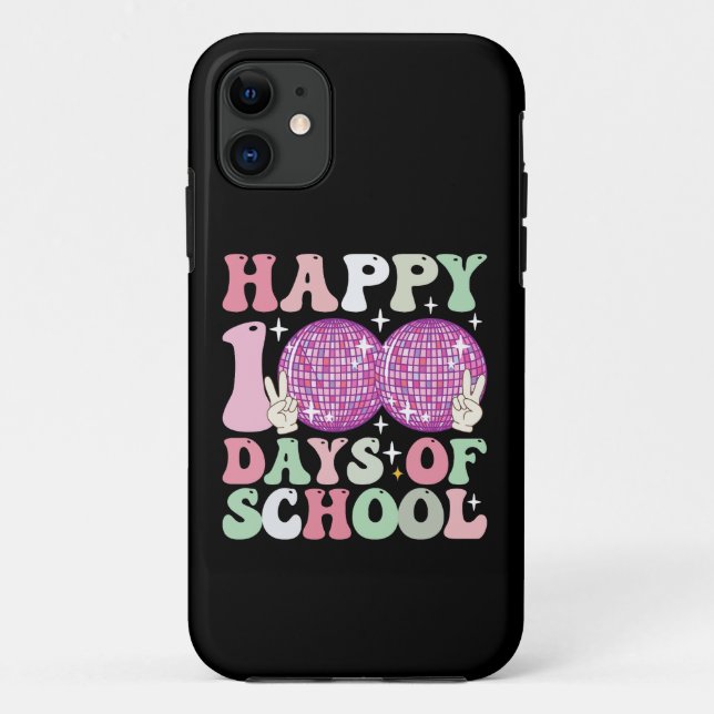 Happy 100 Days Of School Disco Ball Groovy Retro Case-Mate iPhone Case (Back)
