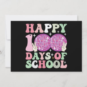 Happy 100 Days Of School Disco Ball Groovy Retro Invitation