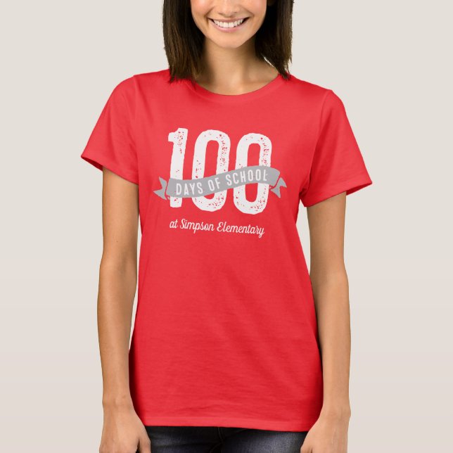 Happy 100 days of school elementary teacher T-Shirt (Front)